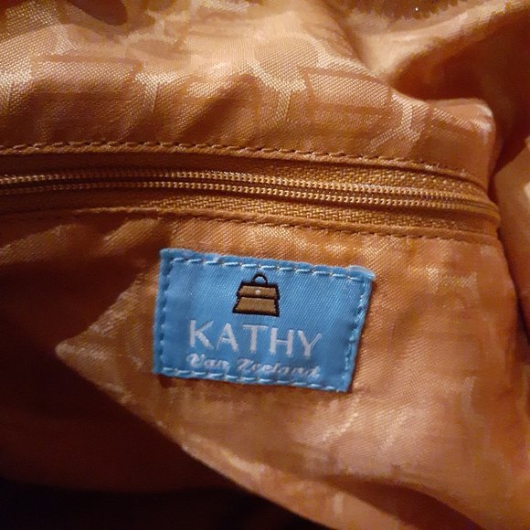 *SALE*KATHY VAN ZEELAND Canvas country studded brass crossbody rustic EUC - Picture 10 of 13